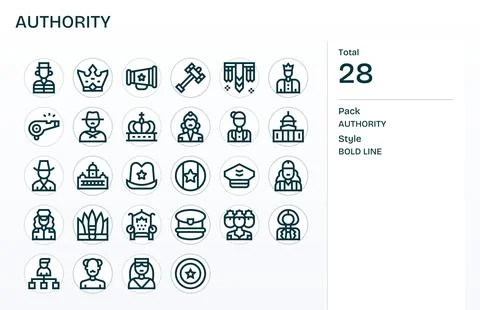 Authority Exclusive Vector Set featuring 28 Bold Line Editable High Resolut.. Stock Illustration