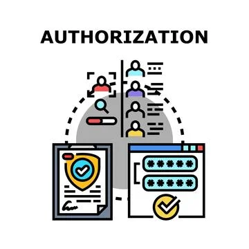 Authorization access granting secure user verification process 스톡 일러스트