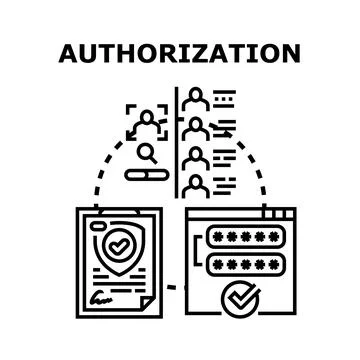 Authorization access granting secure user verification process Illustrazione stock