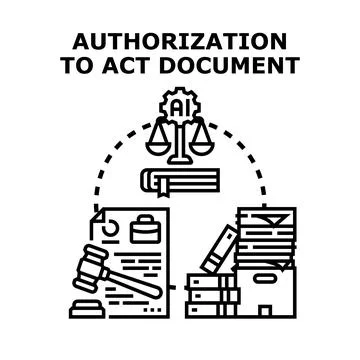 Authorization to act document concept of law Stock Illustration
