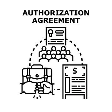 Authorization agreement concept with business cooperation document Stock Illustration