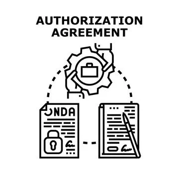 Authorization agreement concept symbolizing contract security and negotiation Stock Illustration