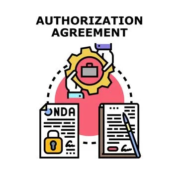Authorization agreement concept symbolizing contract security and negotiation Stock Illustration