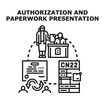 Authorization and paperwork presentation process concept illustration Stockillustratie