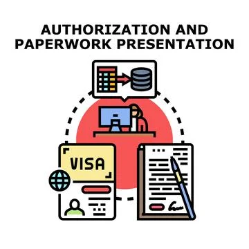 Authorization and paperwork presentation process and concept 스톡 일러스트