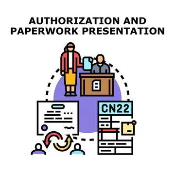 Authorization and paperwork presentation process concept illustration 스톡 일러스트