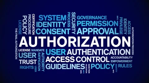 Authorization animated word cloud,animation kinetic typography seamless loop. Stock Footage 317678808