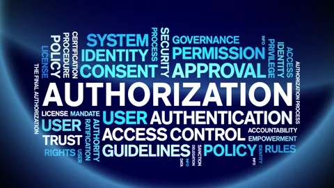 Authorization animated word cloud,animation kinetic typography seamless loop. Stock Footage 317679259