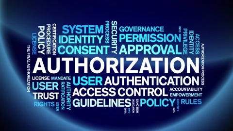 Authorization animated word cloud,animation kinetic typography seamless loop. Stock Footage 317679303
