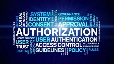 Authorization animated word cloud,animation kinetic typography seamless loop. Stock Footage 317679428