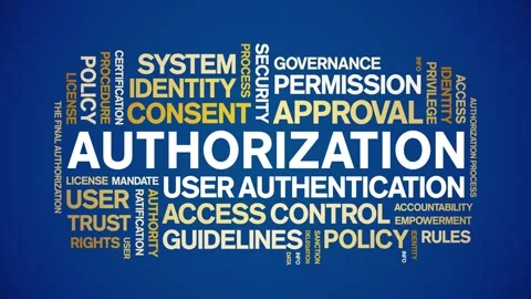 Authorization animated word cloud,animation kinetic typography seamless loop. Stock Footage 317679580