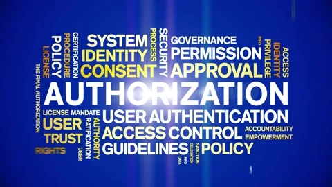 Authorization animated word cloud,animation kinetic typography seamless loop. Stock Footage 317679976