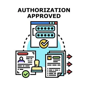 Authorization approved concept with digital login data processing イラスト素材