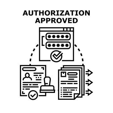 Authorization approved concept with digital login data processing Stock Illustration