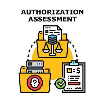 Authorization assessment process evaluating access permissions Stock Illustration