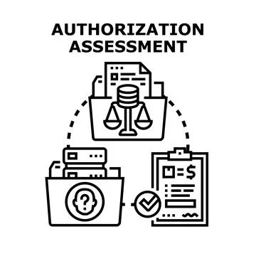 Authorization assessment process evaluating access permissions Illustrazione stock