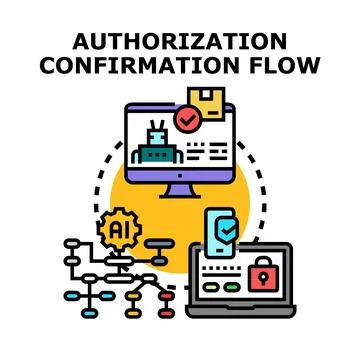 Authorization confirmation flow for secure digital access Stock Illustration