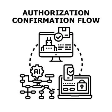 Authorization confirmation flow for secure digital access 库存插图