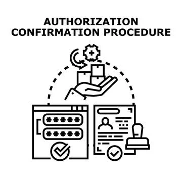 Authorization confirmation procedure process for secure access Illustrazione stock