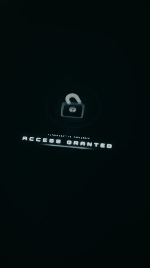 Authorization confirmed, Access Granted status with Unlocked padlock icon Stock Footage 331573391