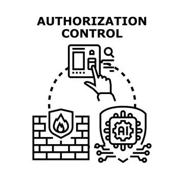 Authorization control securing digital access and information Stock Illustration