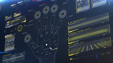 Authorization failure, access denied, fingerprints scanning process, data theft Stock Footage 117133973