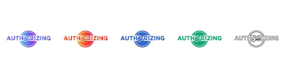 Authorization Key Icon Set Stockillustratie