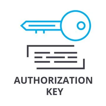 Authorization key thin line icon, sign, symbol, illustation, linear concept Illustrazione stock