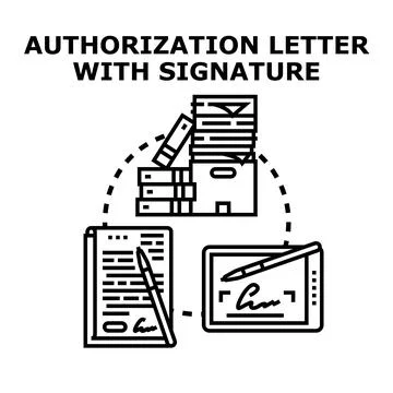 Authorization letter with digital and paper signature イラスト素材