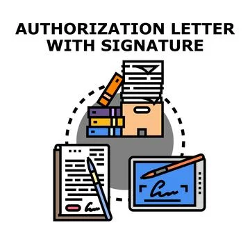 Authorization letter with digital and paper signature 스톡 일러스트