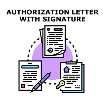 Authorization letter signing process concept vector 库存插图