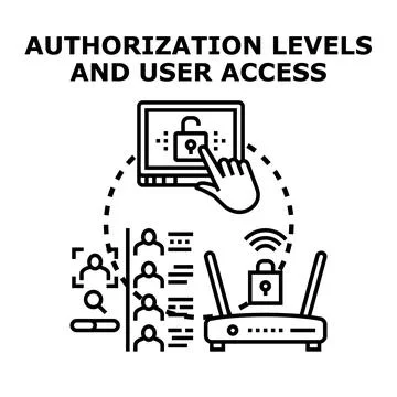 Authorization levels and user access managing digital security Stock Illustration