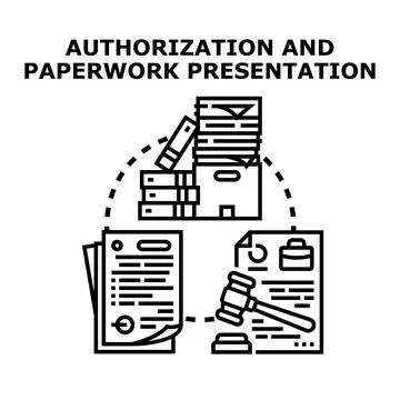 Authorization paperwork presentation with legal documents concept 스톡 일러스트