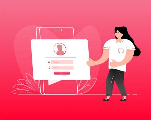Authorization people, great design for any purposes. Flat illustration. Vector Stock Illustration
