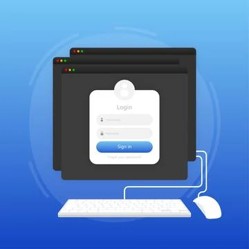 Authorization people, great design for any purposes. Flat illustration. Vector Stock Illustration