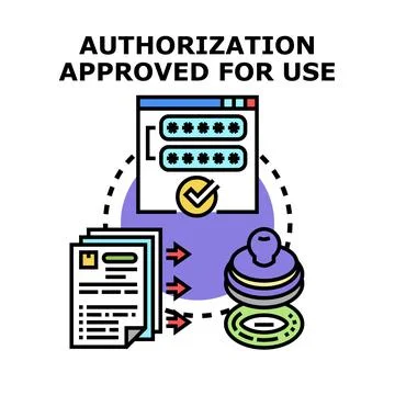 Authorization process approving digital access and document validation Ilustración de archivo