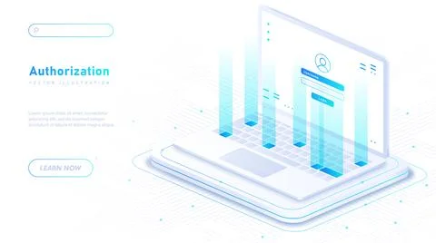 Authorization in system white vector poster Stock Illustration