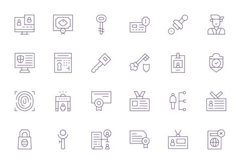 Authorization Vector Icon Collection featuring 24 Display Perfect 256x256 T.. Stockillustratie