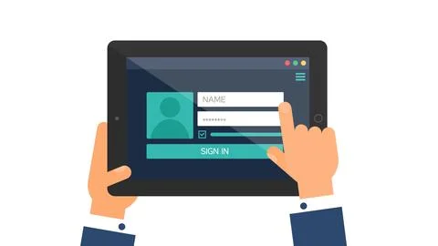 Authorization Web Page Entering Login And Password Stock Illustration
