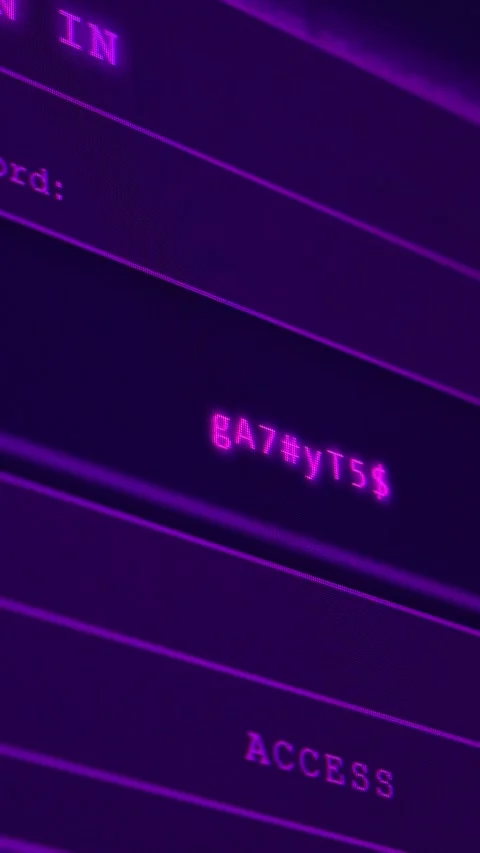 Authorization window with access code options in cyber punk colors, concept of c Stock Footage 313544527