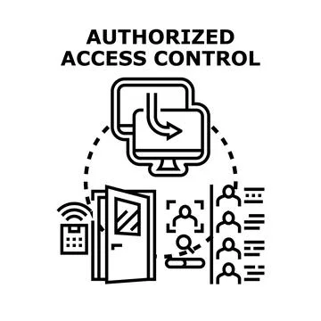 Authorized access control system managing digital and physical entry 스톡 일러스트