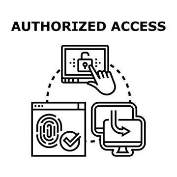 Authorized access granting security network connection permission イラスト素材