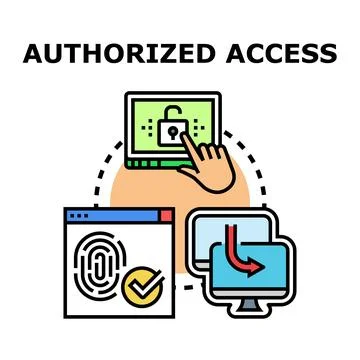 Authorized access granting security network connection permission Stock Illustration