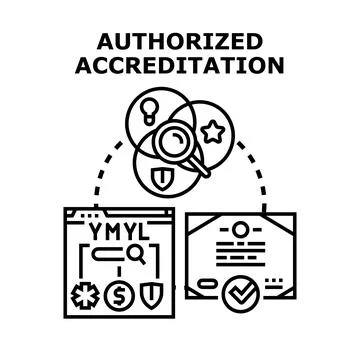 Authorized accreditation process evaluating online content and data Stock Illustration
