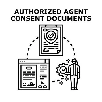 Authorized agent collecting consent documents online Stock Illustration