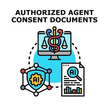 Authorized agent consent documents and artificial intelligence concept Stock Illustration