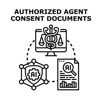 Authorized agent consent documents and artificial intelligence concept Stock Illustration