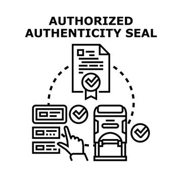 Authorized authenticity seal concept verifying official document Stock Illustration