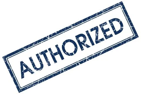 Authorized blue square stamp Stock Illustration