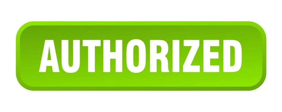Authorized button. authorized square 3d push button Illustrazione stock